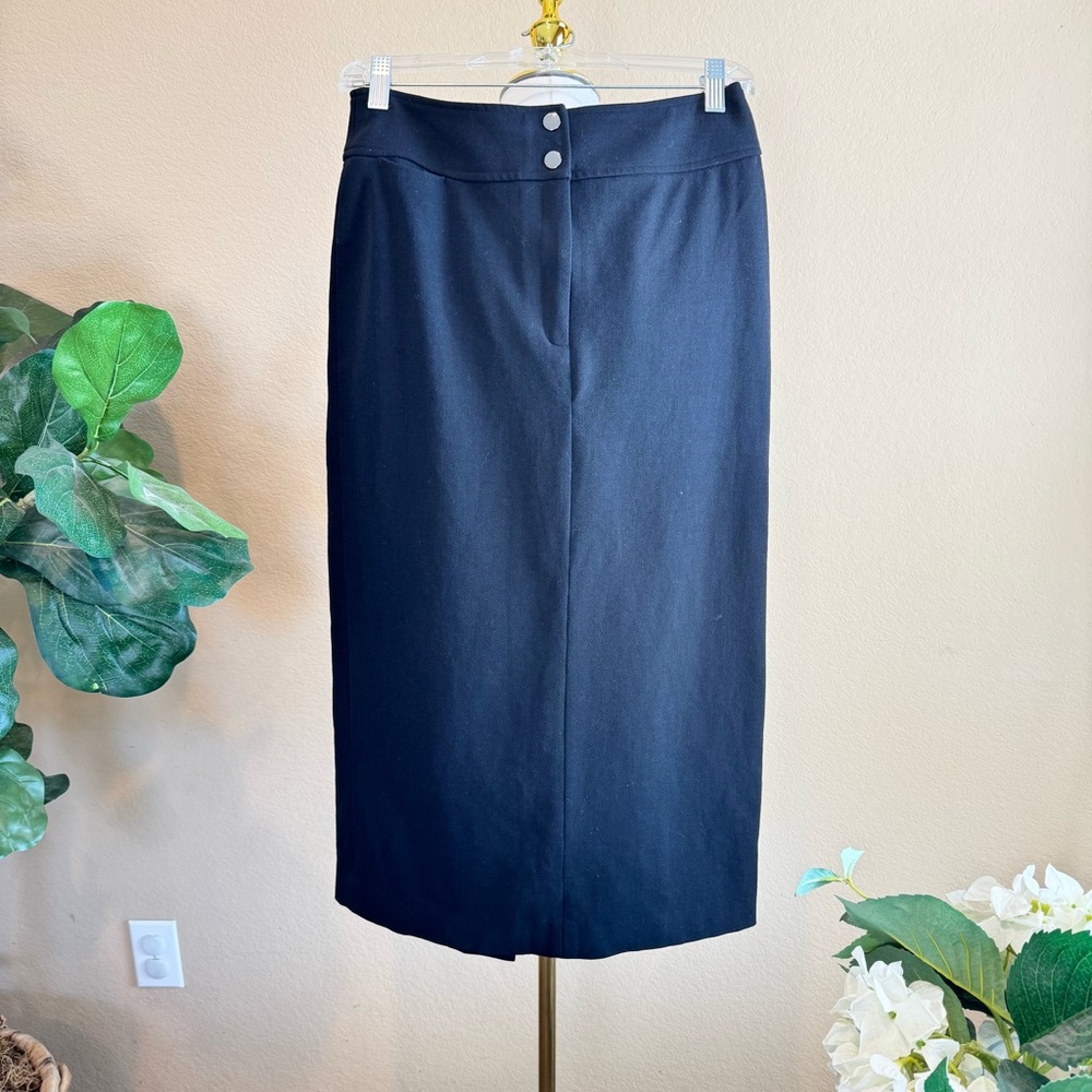 Lauren Ralph Lauren Women’s 4 Petite Black Wool Blend Midi Pencil Skirt Classic